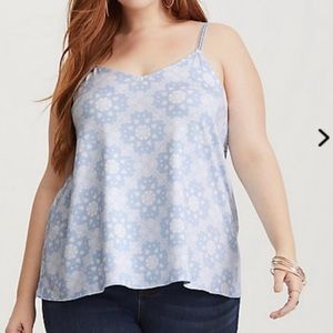 Torrid Light Blue & White Paisley Knit Swing Cami Size 2